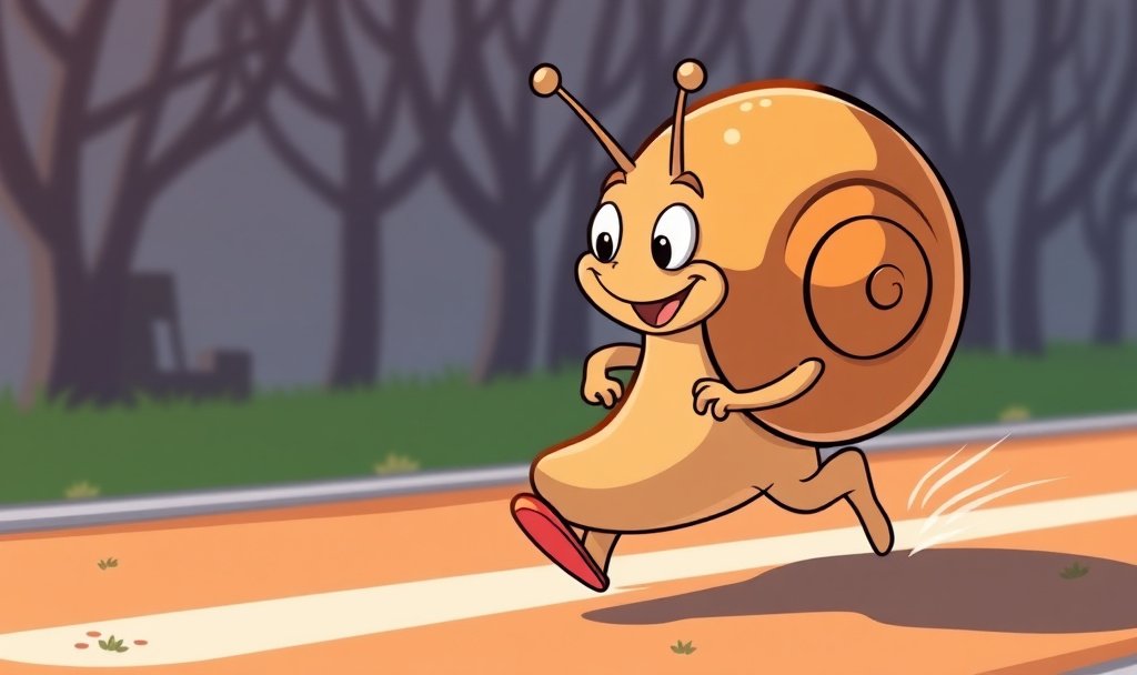 A snail running a marathon