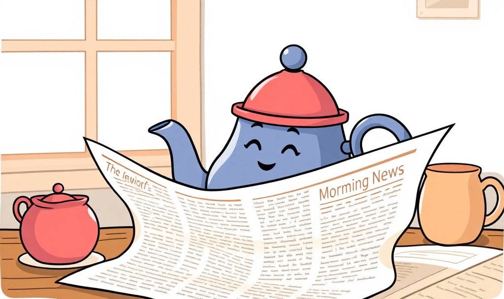A teapot reading the morning paper